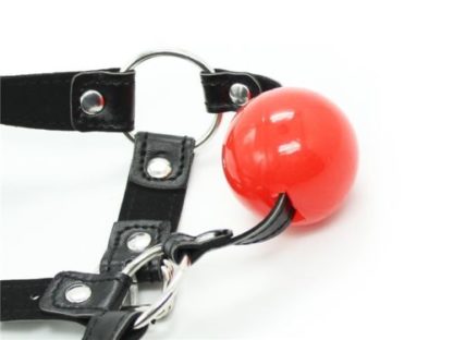 Soft Rubber Faux Leather Chin Harness Silicon Rubber Bondage Ball Gag - Image 5