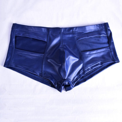 Mens Wetlook Faux Leather Look Boxer Swimwear Clubwear Shorts 3 Colours - Image 4