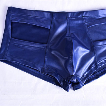 Mens Wetlook Faux Leather Look Boxer Swimwear Clubwear Shorts 3 Colours - Image 5