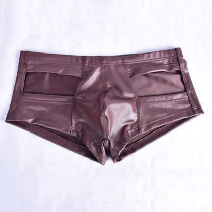 Mens Wetlook Faux Leather Look Boxer Swimwear Clubwear Shorts 3 Colours - Image 8