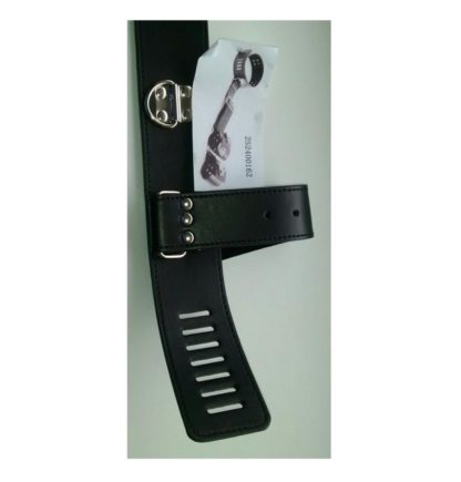 Faux Leather 'Locking' Neck Collar To Hand Restraint Wrist Cuffs - Image 2