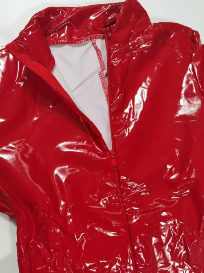 Shiny Wetlook Womens Catsuit 3 Way Zip Red or Black - Image 14