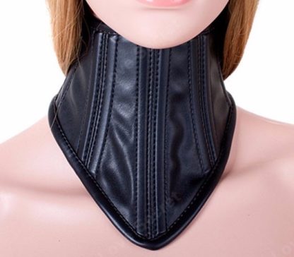 Black Faux Leather Corset Posture Bondage Neck Collar